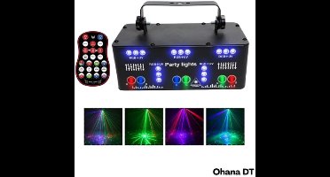 Ohana DT - Party Lights - Disco Lamp - Party Laser - Geluidsgestuurd - RGB Kleurenmix - Stroboscoopfunctie - Compact En Draagbaar