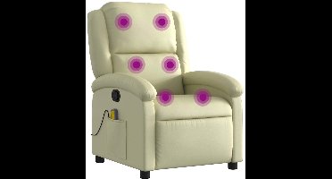 vidaXL - Massagestoel - echt - leer - crèmekleurig