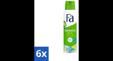 6 x Fa - Caribbean Wave - Deodorant Spray - Lemon - 150 ml - Deodorant Spray - Fa Caribbean Wave - Citroen Deodorant - Langdurige Bescherming - Frisse Geur