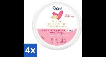 4 x Dove - Body Love - One Cream - Hydraterend en voedend - 250 ml - Hydraterende Bodycrème - Voedende Bodycrème - Ceramide Crème - Huidverzorging - Droge Huid