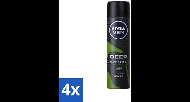 4 x Nivea - Men - Deodorant - Spray - Deep Black Carbon Amazonia - 150 ml - NIVEA MEN - Deodorant Spray - Anti-transpirant - 48 Uur Bescherming - Black Carbon