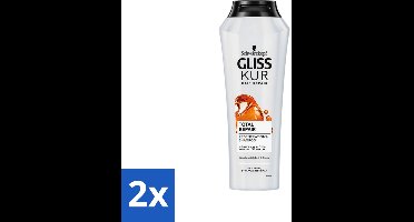 2 x Gliss Kur - Shampoo - Vrouwen - Hydraterende Verzorging - 250 ml - Glans Shampoo - Hydraterende Shampoo - Haarverzorging - Haarherstel - Gespleten Haarpunten