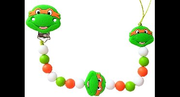 Fopspeenkoord “Ninja Turtle” – Handgemaakte Siliconen Speenclip met Dubbele Draad