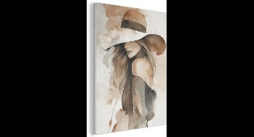 Akoestisch wandpaneel 70x100 cm - Vilt schilderij Mysterieus - Vrouw - Sepia - Akoestische panelen - Geluidsdempende wanddecoratie - Geluidsisolatie woonkamer - Muurdecoratie geluidspanelen