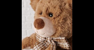Pluche Beer Pepper – Knuffelbeer – 26 cm – Bruin – Met Strik – Zachte Knuffel van Polyester