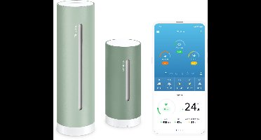 Netatmo Slim Weerstation ORIGINAL – 2e Generatie – CO2 & Geluidsmeter – Temperatuur, Luchtkwaliteit, UV & Pollen – Binnen & Buiten – Werkt met Apple Home, Alexa, Google