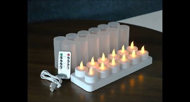 Livista oplaadbare kaarsen - 12 stuks - LED-kaarsen - met afstandsbediening - timer - bewegende vlam - veilig en duurzaam