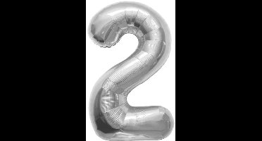 Folat - Folieballon Cijfer 2 Zilver - 86 cm