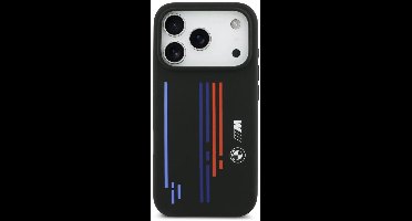 BMW Back Cover - iPhone 17 Pro - Zwart - MagSafe - Liquid Silicone Case met Multi-Tricolor