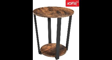 Hoppa! - Bijzettafel - Bruin/Zwart - Metaal - 50 x 50 x 57 cm (L x D x H)