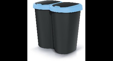 Compacta B Duo - Prullenbak - 40L - één compartiment twee deksels - blauw/zwart