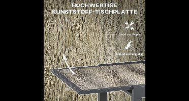 Uitschuifbare tuintafel 80–160 cm – Moderne tuintafel met houtlook oppervlak, aluminium frame, beige & grijs, rechthoekige tafel voor tuin, balkon & terras – Meda Home Store