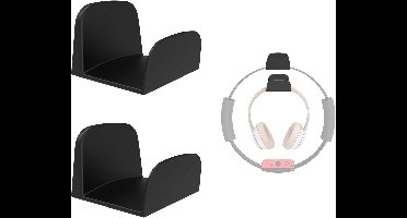 Wandbevestiging voor Headset en Fitness Accessoires - Universele Houder voor Hoofdtelefoon en Pilates Ring - Set van 2 - Zwart.