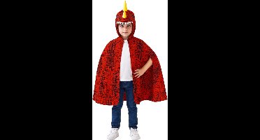 Joya Kids® Verkleedcape T-Rex | Dinosaurus Cape met Dino Kop op Capuchon | Zachte Kindercape met Knuffel Dierenkop | Verkleden | Rode Verkleed Cape | Maat S | 4 tot 6 jaar oud