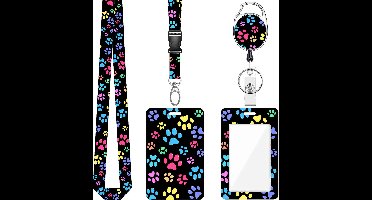 Keycord met Uittrekbare Sleutelhanger & Badgehouder - Afneembare Lanyard - Trekkoord Badge Pashouder - Clip Keykoord - Intrekbare Houder voor Kaart/Sleutels - Universeel Telefoon, GSM Koord - Sleutelkoord/Nekkoord - Telefoonkoord Ketting