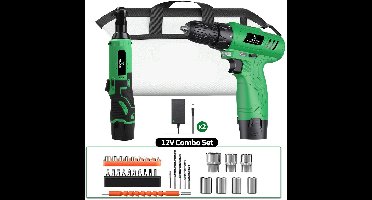 12V Draadloze Boor- en Momentsleutelset – Accuboormachine – Ratelsleutel – Schroefmachine – Momentsleutel – Hoog Koppel – Lichtgewicht Design