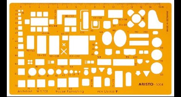 Aristo architecten meubelsjabloon - schaal 1:100 - met inktnoppen - oranje transparant - AR-5064