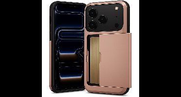 Hoesje met Pasjeshouder geschikt voor iPhone 17 Pro - Back Cover SlideCase Roségoud