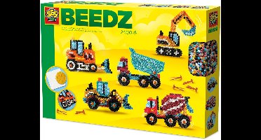 SES Creative - Beedz - Bouwvoertuigen - 2400 Strijkkralen met Grondplaten en Strijkvellen - Vanaf 5 Jaar