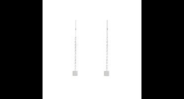 Gading® Oorbellen Dames zilverkleurig staal doortrekoorbellen met Kubus - 40mm