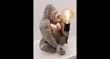 Light & Living tafellamp | Elton the Gorilla | Zilver Platina Zwart | 38cm