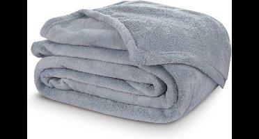 Excellence Coral Fleece deken- 150x200cm- 100% Polyester- Plaid- Deken-Sprei- kleur grijs