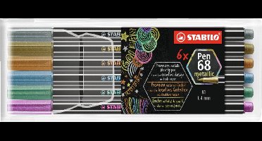 STABILO Pen 68 Metallic - Premium Metallic Viltstift - Etui Met 6 Kleuren