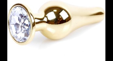 Power Escorts - Groot Formaat Butt plug 9.5 cm - vette Dia 3 cm - Super Stijlvol Goud kleur met Witte Steen - Anaal plug - Opwindend en Stimulerend - Gemakkelijk gebruikbaar - Handige verpakking
