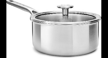 KitchenAid Multi-Ply RVS Steelpan - ø18 cm - 2,1L - met glazen deksel - inductie - PFAS-vrij