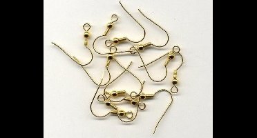 Ear wire fish hook, Gold, 12pcs