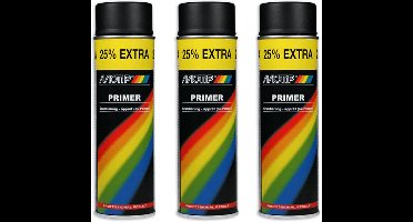 Motip primer - grondverf - spuitbus - zwart - sneldrogend - 3 x 500 ml
