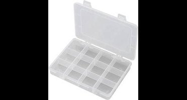TRU COMPONENTS E-110 Assortimentsdoos (l x b x h) 184 x 124 x 25 mm Aantal vakken: 12 Vaste onderverdeling Inhoud 1 stu