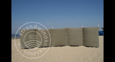 Strand Windscherm 6 meter dralon effen Taupe met houten stokken