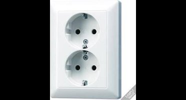 Jung AS5020KIUWW Wandcontactdoos met randaarde Inzetstuk 2-voudig Alpine-wit 1 stuk(s)