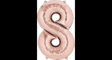 Cijferballon  8 Rose-goud  32inch, 80cm kindercrea