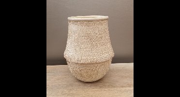 Mica Decorations 2 stuks Roel vaas ronde wit H19 x D16cm