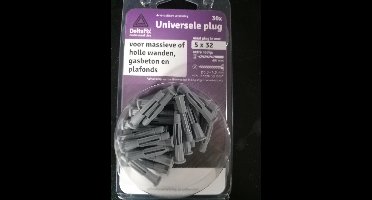 Deltafix universeelplug met kraag grijs 5 x 32 mm 30 st.