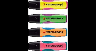 STABILO BOSS SPLASH - Markeerstift - Stijlvol Design Met Gripzone - Etui Met 4 Kleuren