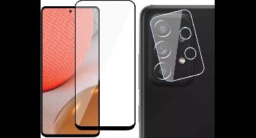 Screenprotector geschikt voor Samsung A72 + Camera Lens - Full Screen Protector