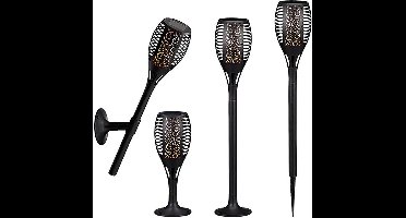 Solar tuinlamp/tuinfakkel met vlameffect op zonne-energie 58 cm - Prikspots tuinverlichting