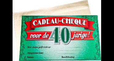 Cadeau Kaart - Cadeau Cheque - voor de 40 jarige - verjaardag - gouden evenlop