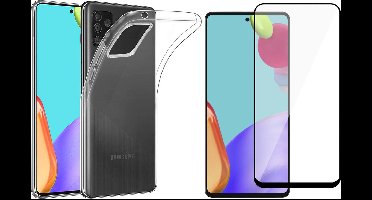 Hoesje geschikt voor Samsung Galaxy A52 - Siliconen Backcover - Transparant - Met Full Screenprotector