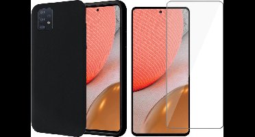 Hoesje geschikt voor Samsung Galaxy A72 - Fluweelzachte Backcover - Zwart - Met Screenprotector