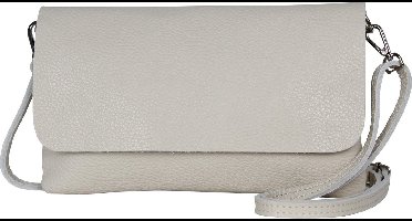 AmbraModa GLX11 - Crossbodytas, Clutch, telefoontas van echt leer met afneembaar en verstelbare schouderriem, passend voor mobiele telefoons en tablets tot 7 inch. Beige