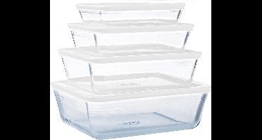 Pyrex - Cook & Freeze - Ovenschaal Met Deksel - Set van 4 Stuks - Glas