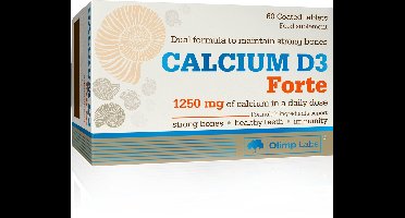 Calcium D3 Forte 60st, voedingssupplement in de vorm van filmomhulde tabletten, dat een hoge dosis calcium en vitamine D bevat – componenten met een synergetische werking die belangrijk is in veel processen in het lichaam.