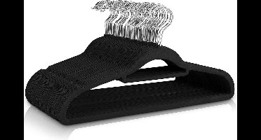 FEDEC Suede kledinghangers - Voordeelverpakking - 50 Stuks - Zwart