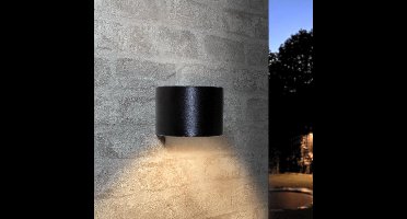 Solar wandlamp buiten 'Sven' rond - Down light - Warm wit licht - Tuinverlichting op zonne-energie geschikt voor schutting - Zwart