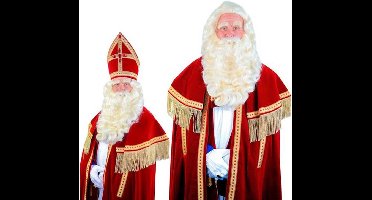 Witbaard TV yakhaar Sinterklaas baardset  wit 4-delig