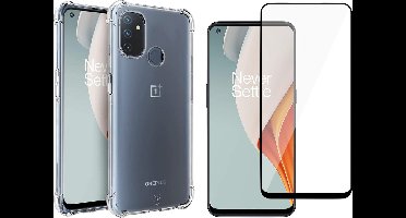 Hoesje geschikt voor OnePlus Nord N100 - Transparant Shock Proof Case + Screen Protector Glas Full Screen
